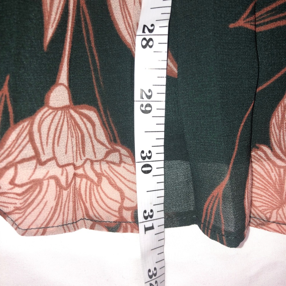 A New Day Green Pink Floral Pleated Midi Skirt Elastic Waist L RN17730 - Picture 4 of 11